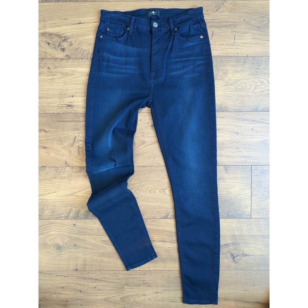 7 For All Mankind Womens The High Waist Skinny Jeans Dark Wash Denim Jeans 27x29